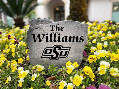 Oklahoma State University custom name rock for garden or entryway