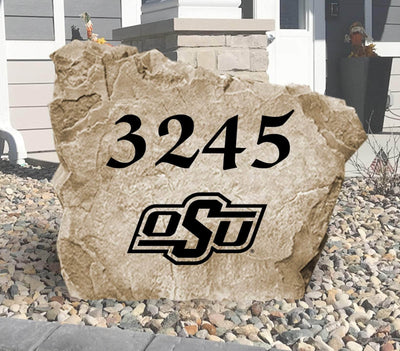 Oklahoma State University engraved address stone with Cowboys logo