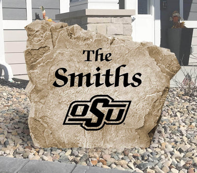 Oklahoma State University engraved name stone with Cowboys logo