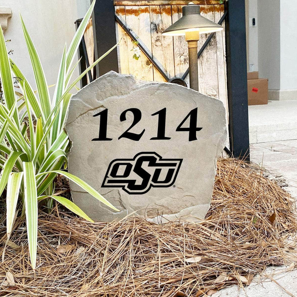 Custom Oklahoma State University house number marker designed to showcase your Cowboys pride while enhancing gardens, walkways, and front landscaping.