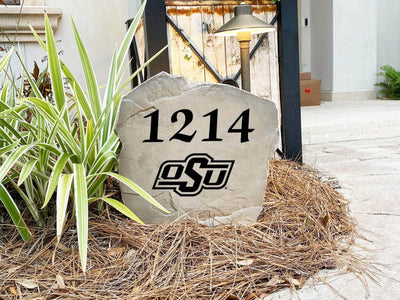 Oklahoma State University stone marker for home address display