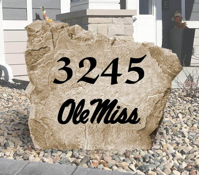 Personalized Ole Miss address rock for custom home gifting and decor.