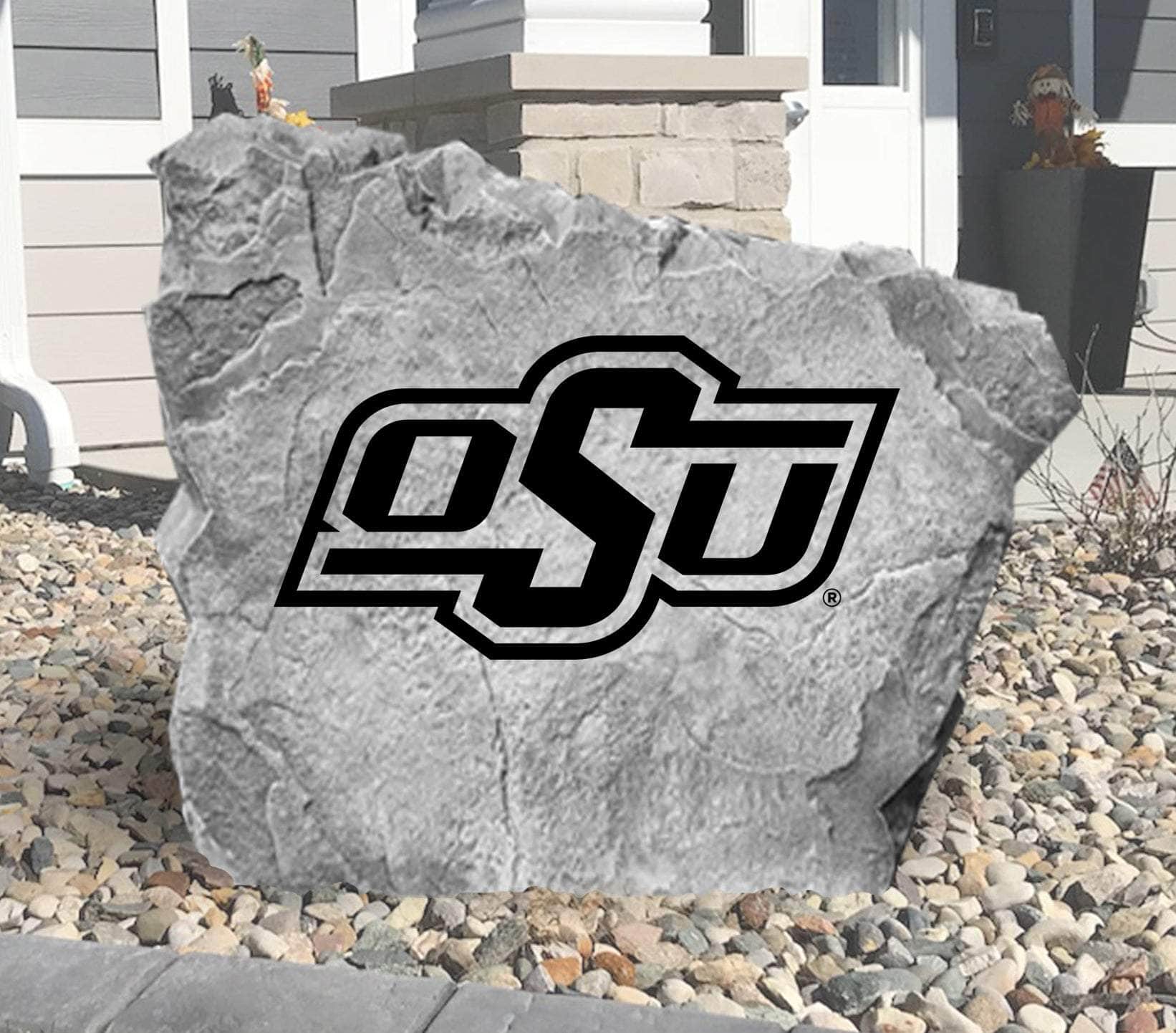 Oklahoma State Cowboys concrete logo plaque crafted to showcase lasting school pride in gardens, patios, front entrances, and backyard spaces.