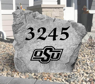 Personalized OSU address rock for front yard landscaping
