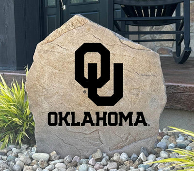 Engraved stone with University of Oklahoma logo