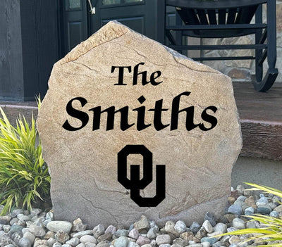 University of Oklahoma stone with engraved family name