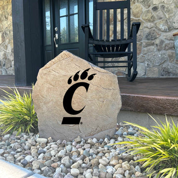 Decorative Cincinnati Bearcats garden stone featuring the official university logo permanently engraved into durable stone. An eye-catching addition to patios, fan spaces, outdoor kitchens, and landscape borders.