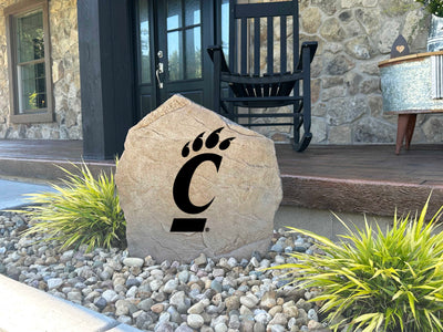Bearcats logo engraved on durable concrete landscaping rock