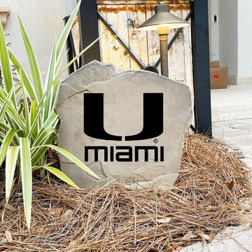Engraved University of Miami Logo Stone featuring the classic Miami Hurricanes emblem, bringing collegiate pride and timeless style to walkways, landscape beds, and outdoor living spaces.