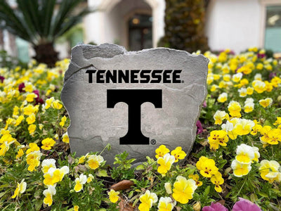 Engraved outdoor rock with University of Tennessee Volunteers logo

