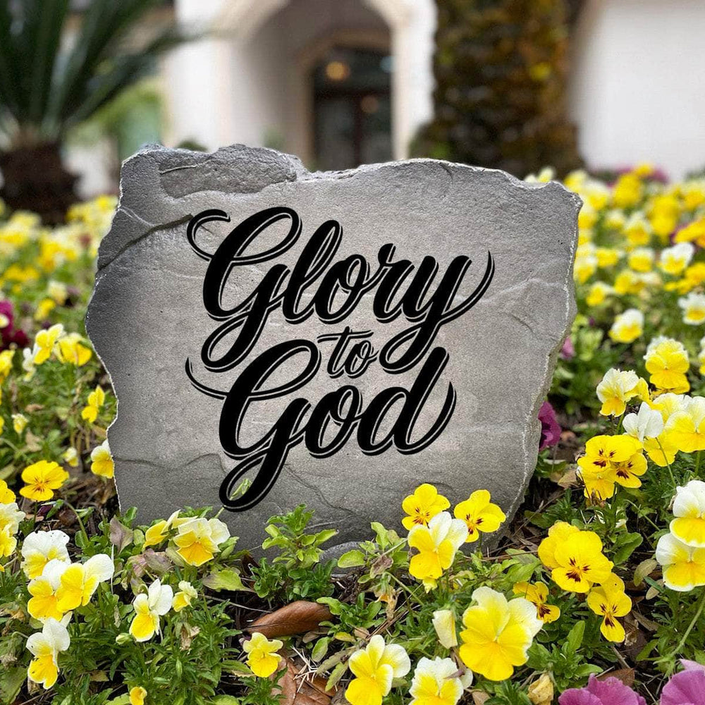 Handcrafted Glory To God Stone proudly made in the USA with detailed engraving and durable construction. Ideal for Christian gardens, entryways, and peaceful outdoor spaces filled with faith and inspiration.