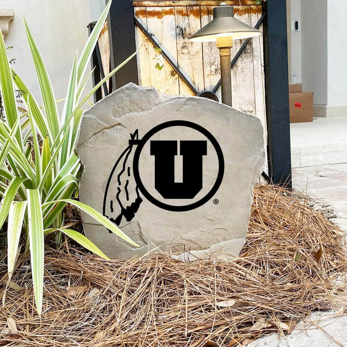 University of Utah outdoor logo marker designed to celebrate Utes tradition while enhancing flower beds, walkways, front yards, and backyard entertaining spaces.