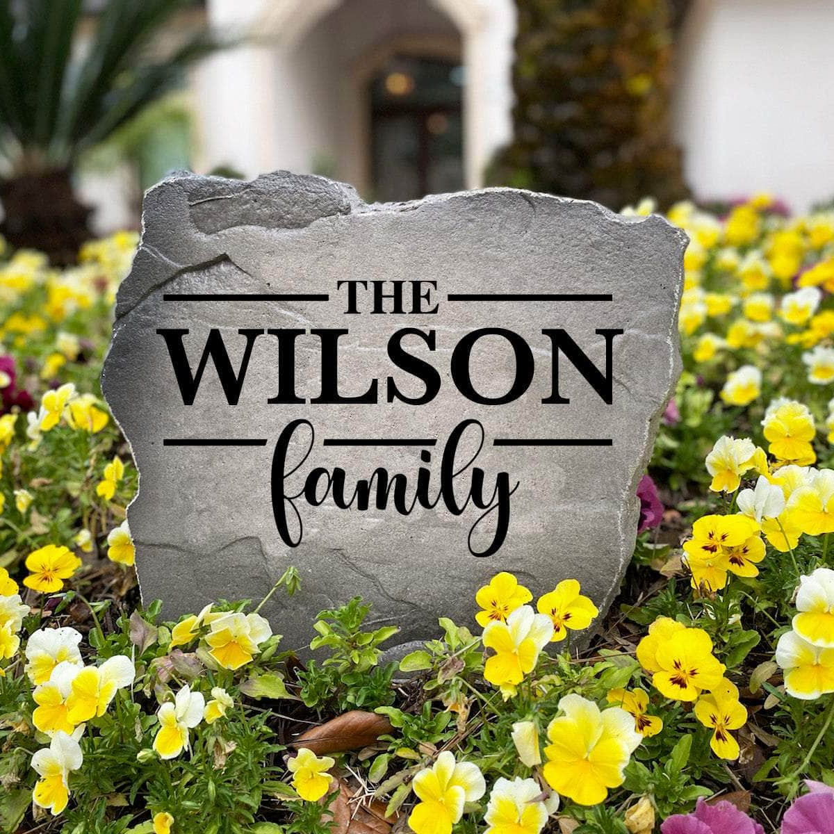 Custom engraved Family Name Stone designed to create a welcoming statement for the home. Ideal for front yards, gardens, patios, and entryways, this personalized outdoor stone combines timeless beauty with weather-resistant durability.