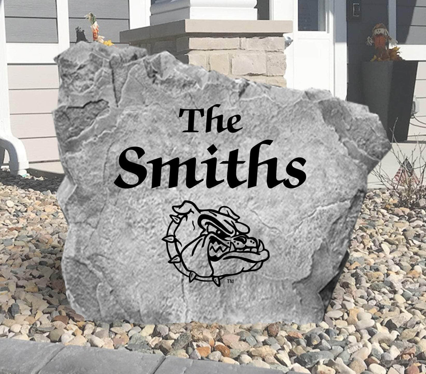Custom Gonzaga Bulldogs name rock for yard landscaping