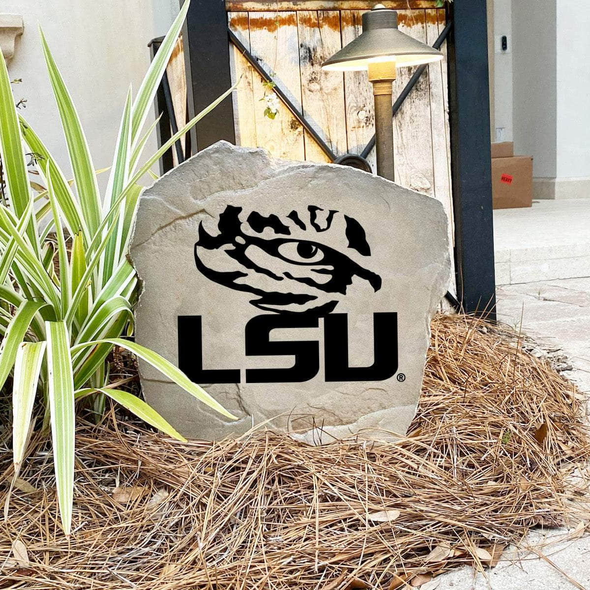 Louisiana State University outdoor logo marker designed to celebrate Tigers tradition while enhancing walkways, flower beds, and residential entryways.