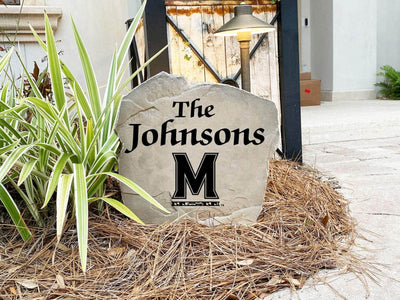 Durable Maryland name rock with personalized engraving for garden or yard decor.