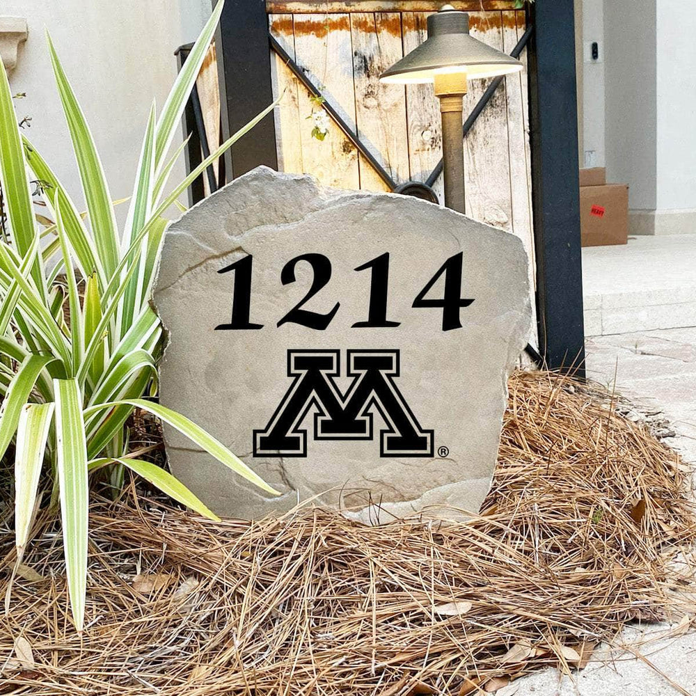 Made in the USA, this University of Minnesota Address Stone is deeply engraved into premium concrete for exceptional durability. Available in Sandstone and Greystone finishes to complement any home's exterior.