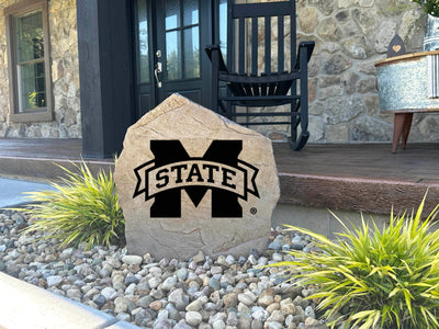 Outdoor engraved Mississippi State University Bulldogs logo stone