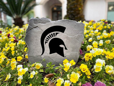 Custom MSU Spartans logo stone engraved for front yard design