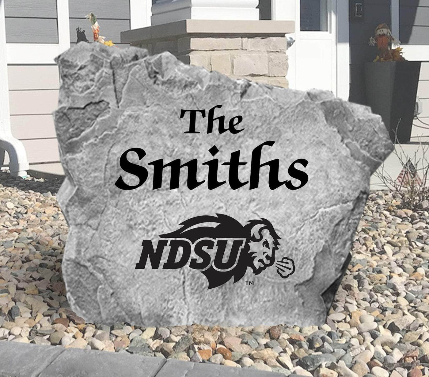 Personalized NDSU logo name rock for yard landscaping