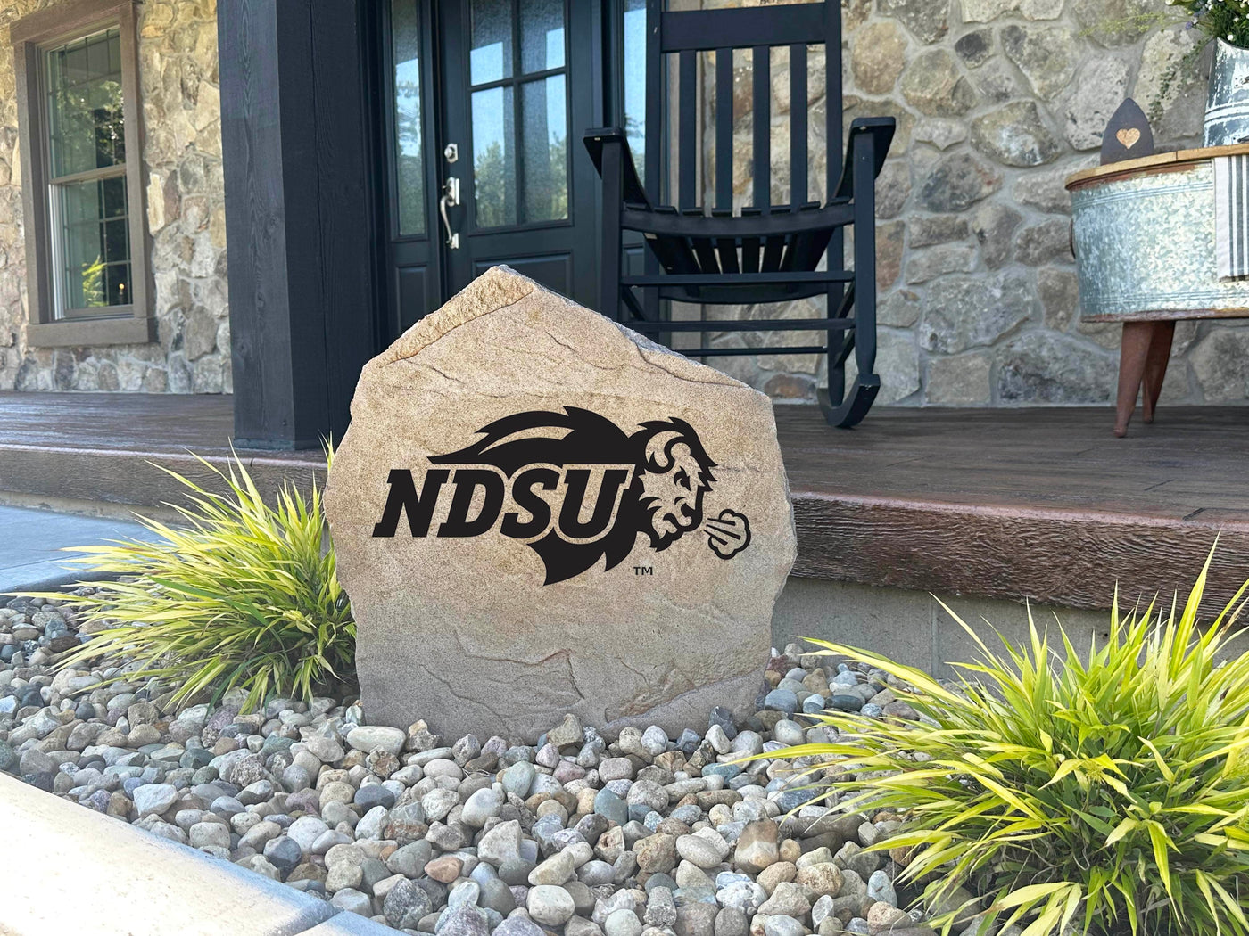 NDSU Bison engraved stone for front entry or garden décor
