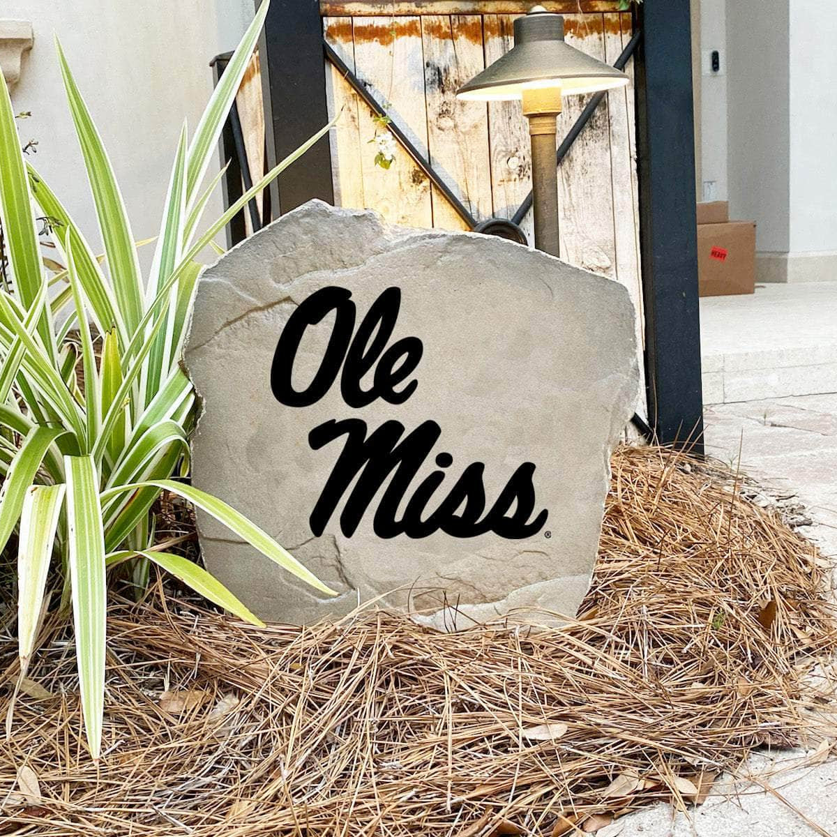 Made in the USA, this University of Mississippi Logo Stone is deeply engraved into durable concrete and built to withstand the elements. Available in Sandstone and Greystone to complement any home's landscaping.