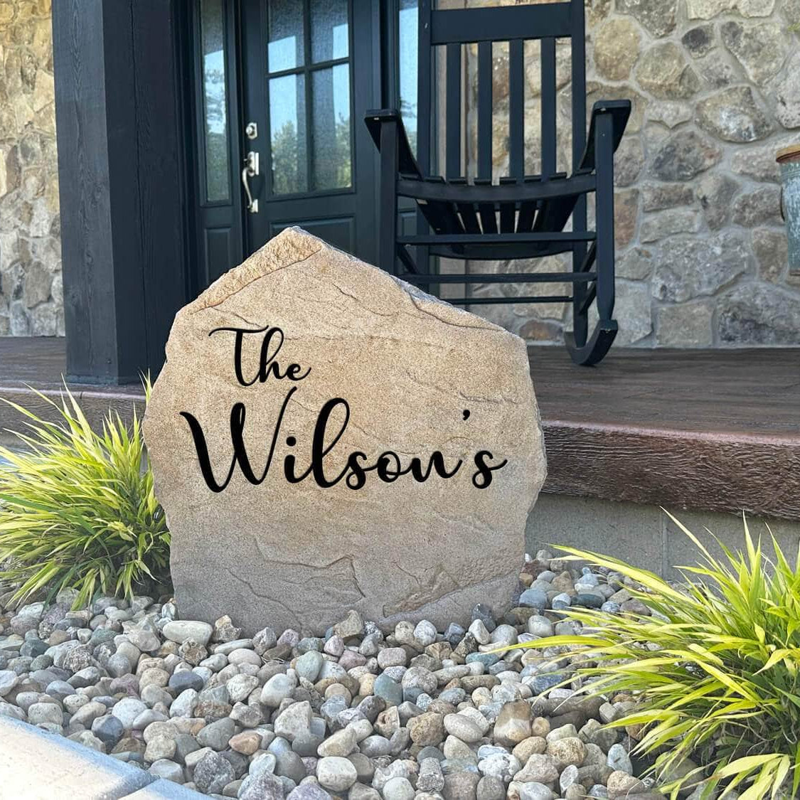 Weather-resistant Script Name marker designed to display your family name with classic elegance while complementing flower beds and walkways.