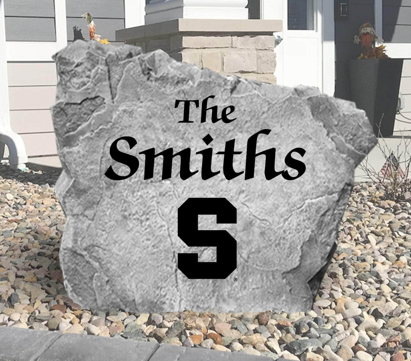Personalized Syracuse name rock for outdoor garden display
