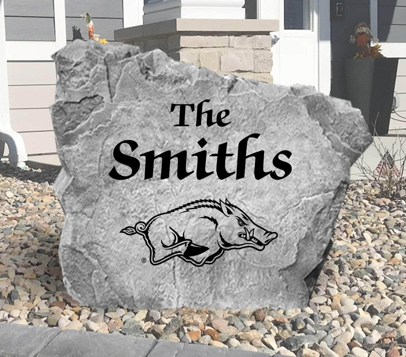 Personalized University of Arkansas name stone gift for alumni or fans.