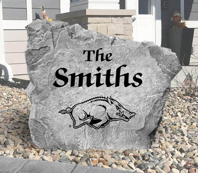 Personalized University of Arkansas name stone gift for alumni or fans.