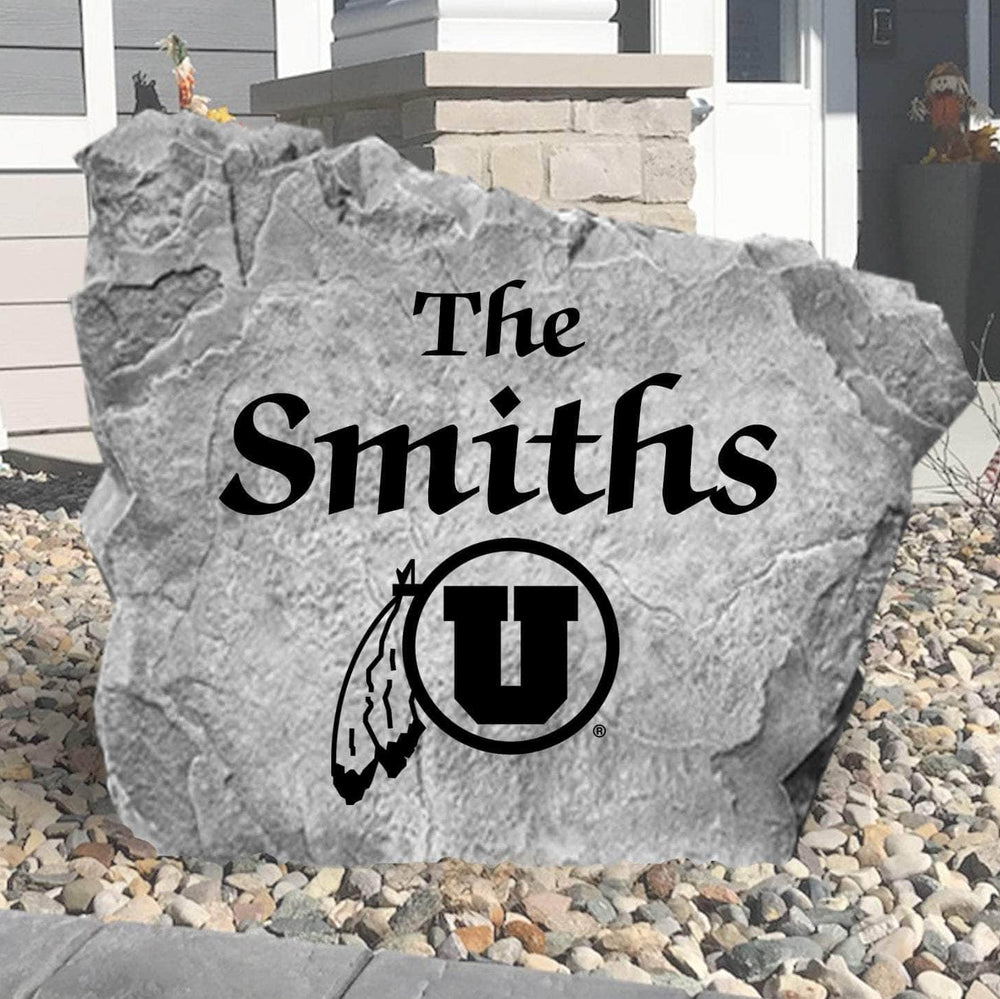 Officially licensed Utah Utes family name plaque crafted from durable concrete, showcasing custom engraving with timeless collegiate elegance.