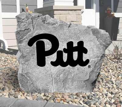 Outdoor rock with Pittsburgh Panthers logo engraving
