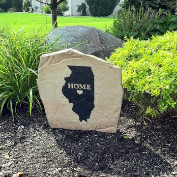 Personalized Illinois Home State Stone engraved to celebrate your home state with a timeless landscape accent for gardens, patios, and front entrances.