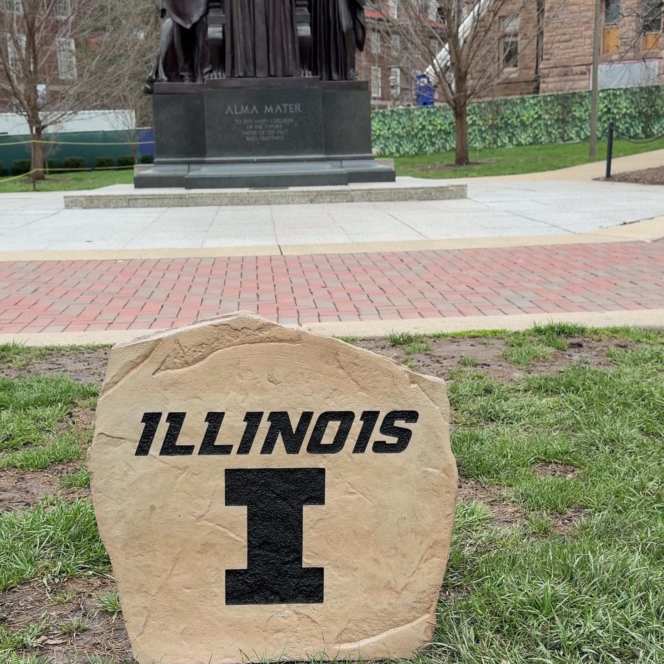 Video showcasing the University of Illinois Logo Stone, an officially licensed engraved NCAA garden stone featuring the iconic Illinois Fighting Illini logo. Displayed outdoors to highlight its durable craftsmanship, school pride, and the bold curb appeal it adds to a front yard, garden, patio, or fan cave entrance.
