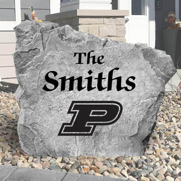 Officially licensed Purdue Boilermakers custom name plaque crafted from durable concrete for a lasting display of school pride outdoors.