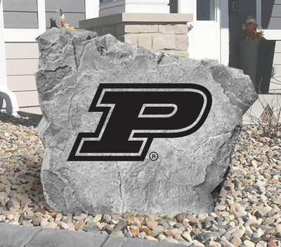 Custom Purdue logo rock for alumni and fan yard display