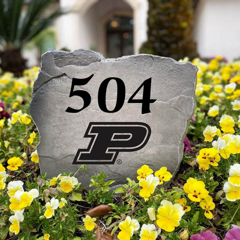 Weather-resistant Purdue University outdoor address monument personalized with your home's numbers, perfect for alumni and devoted Boilermakers fans.