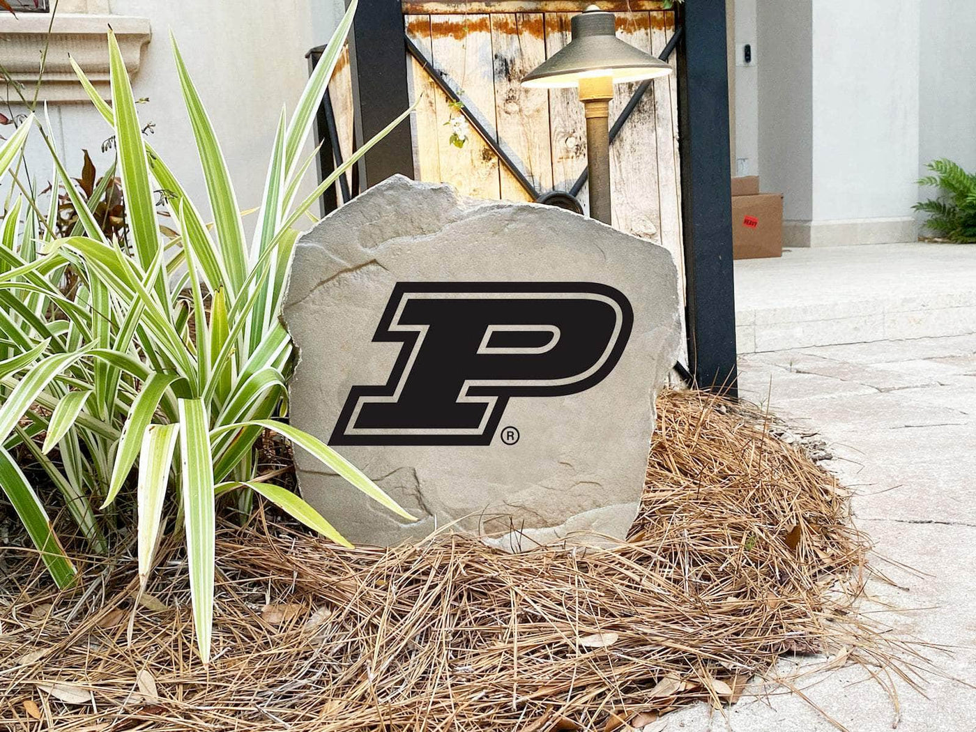 Purdue University stone with logo for outdoor home décor