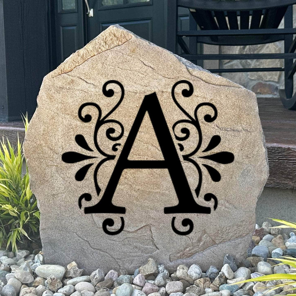 Personalized Single Letter Stone featuring your custom initial, creating a timeless monogram accent for gardens, entryways, and front yard landscaping.