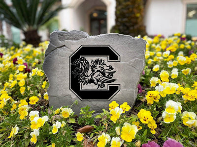 Custom stone with University of South Carolina Gamecocks logo for outdoor display