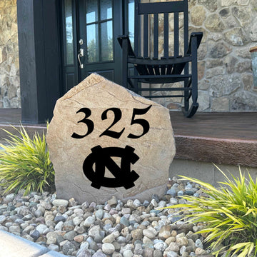 Decorative North Carolina Tar Heels house number stone designed to make your address stand out while celebrating your favorite college team. Perfect for walkways, flower beds, patios, and front entrances.