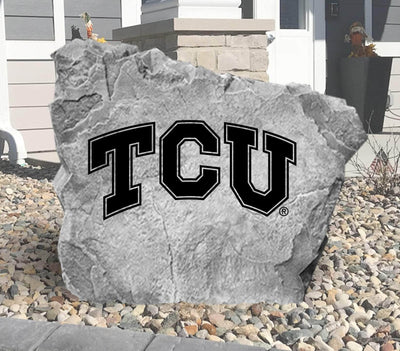 TCU logo rock adding school pride to a home’s outdoor décor