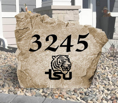 Tennessee State University engraved address stone with Tigers design.