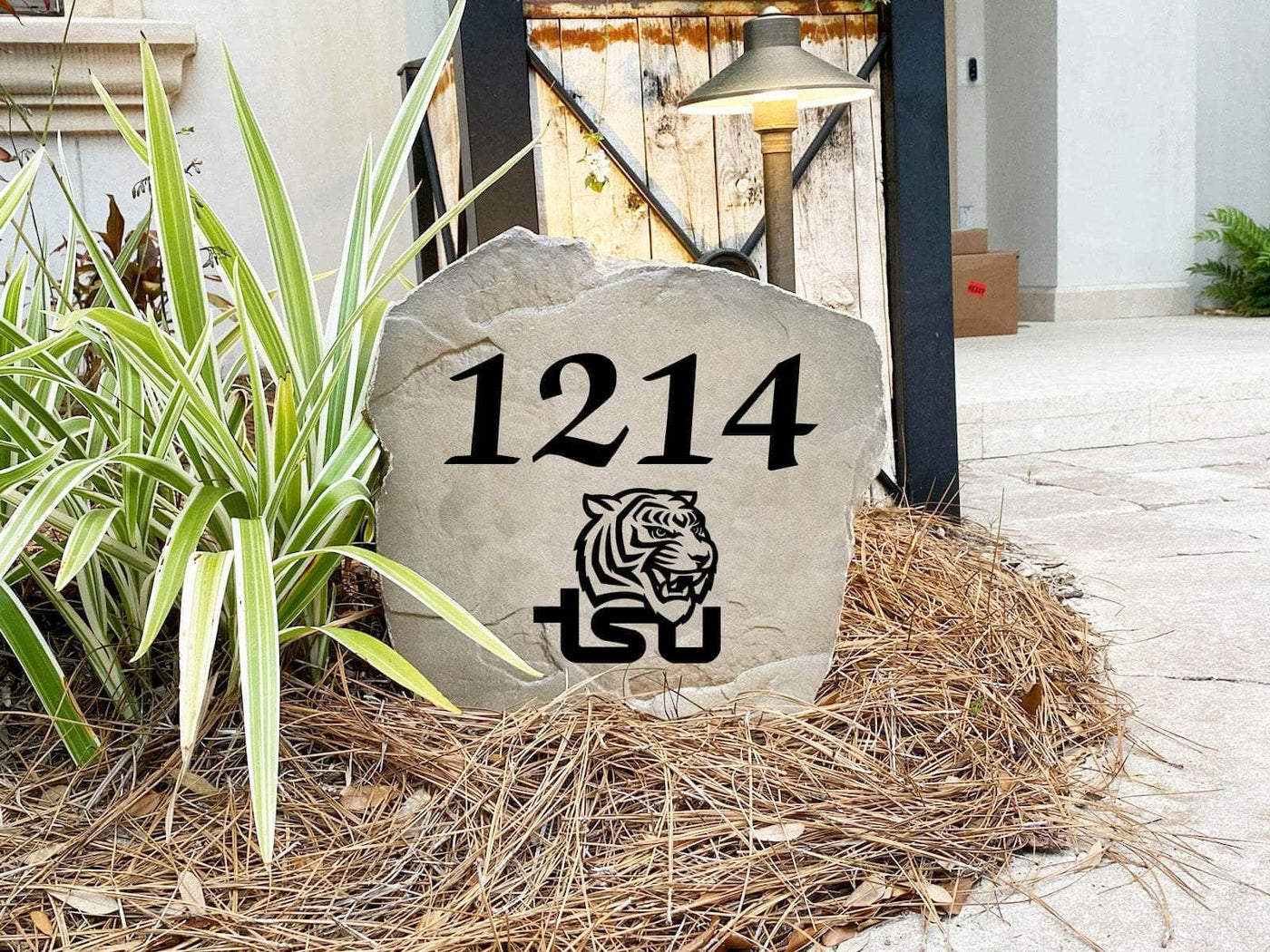 Personalized Tennessee State Tigers address stone for alumni homes.