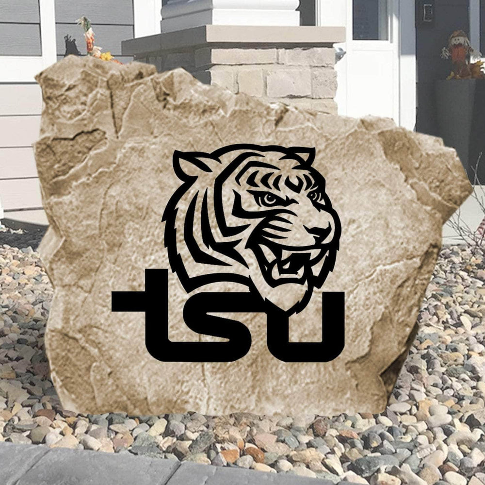 Officially licensed Tennessee State University logo stone featuring the renowned Tigers emblem, perfect for enhancing gardens, patios, and front yard landscapes.