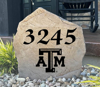 Texas A&M address stone engraved with house number