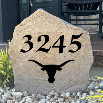 Personalized Texas Longhorns Address Stone engraved with custom house numbers, creating a bold and welcoming entrance for loyal Longhorns fans.