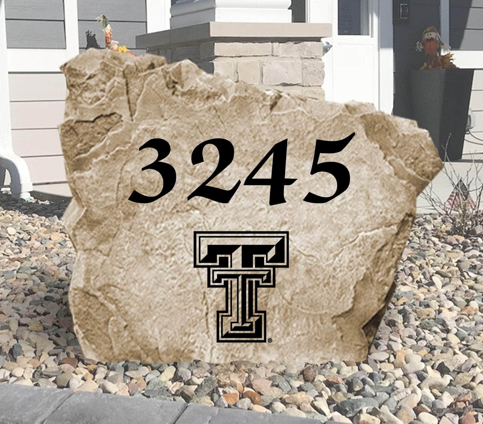Officially licensed Texas Tech University Address Stone personalized with your house numbers and engraved directly into durable stone. This custom address marker showcases Red Raiders pride while adding lasting curb appeal to your home.