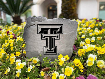 Custom outdoor stone featuring Texas Tech logo design