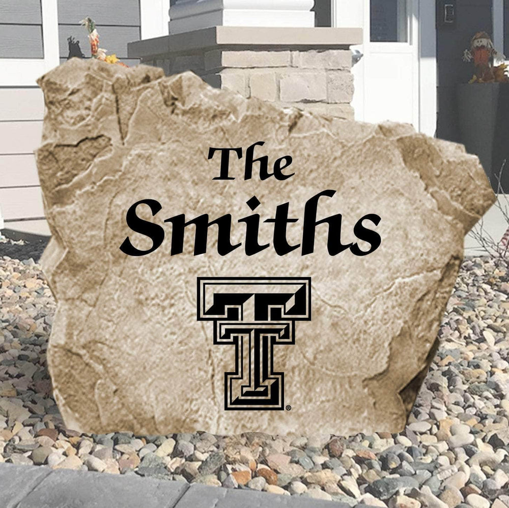 Officially licensed Texas Tech University Name Stone personalized with your family name and engraved directly into premium stone. This custom outdoor décor celebrates Red Raiders pride while creating a welcoming entrance to your home.